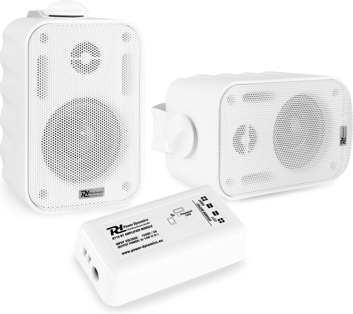 Power Dynamics BT10 buitenspeakerset met witte 3 inch speakers