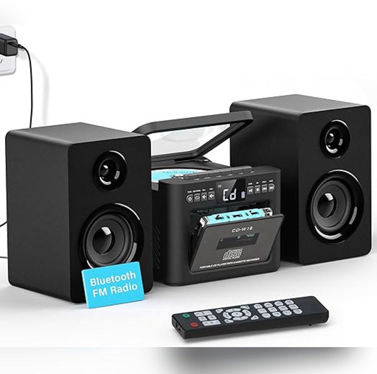 Greadio 9-in-1 stereo-installatie met cassetterecorder en houten luidsprekers