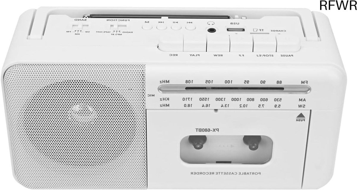 RFWR draagbare vintage cassetterecorder met AM/FM/SW-radio