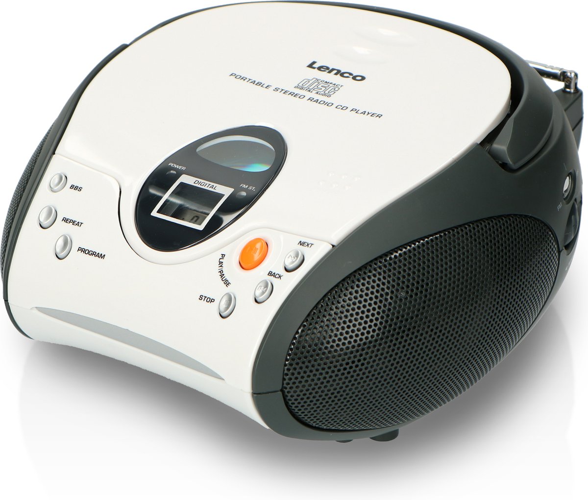 Lenco SCD-24 draagbare radio-cd-speler in wit