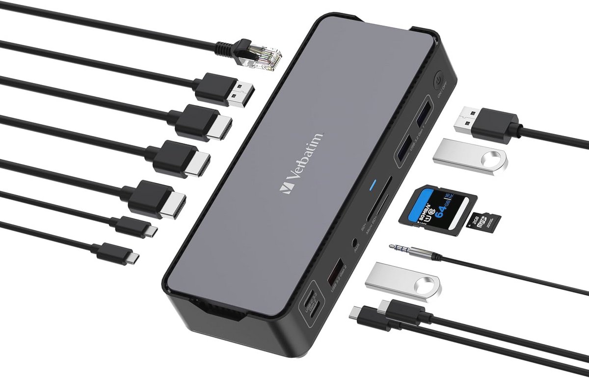 USB-C docking station met vijftien poorten voor laptop