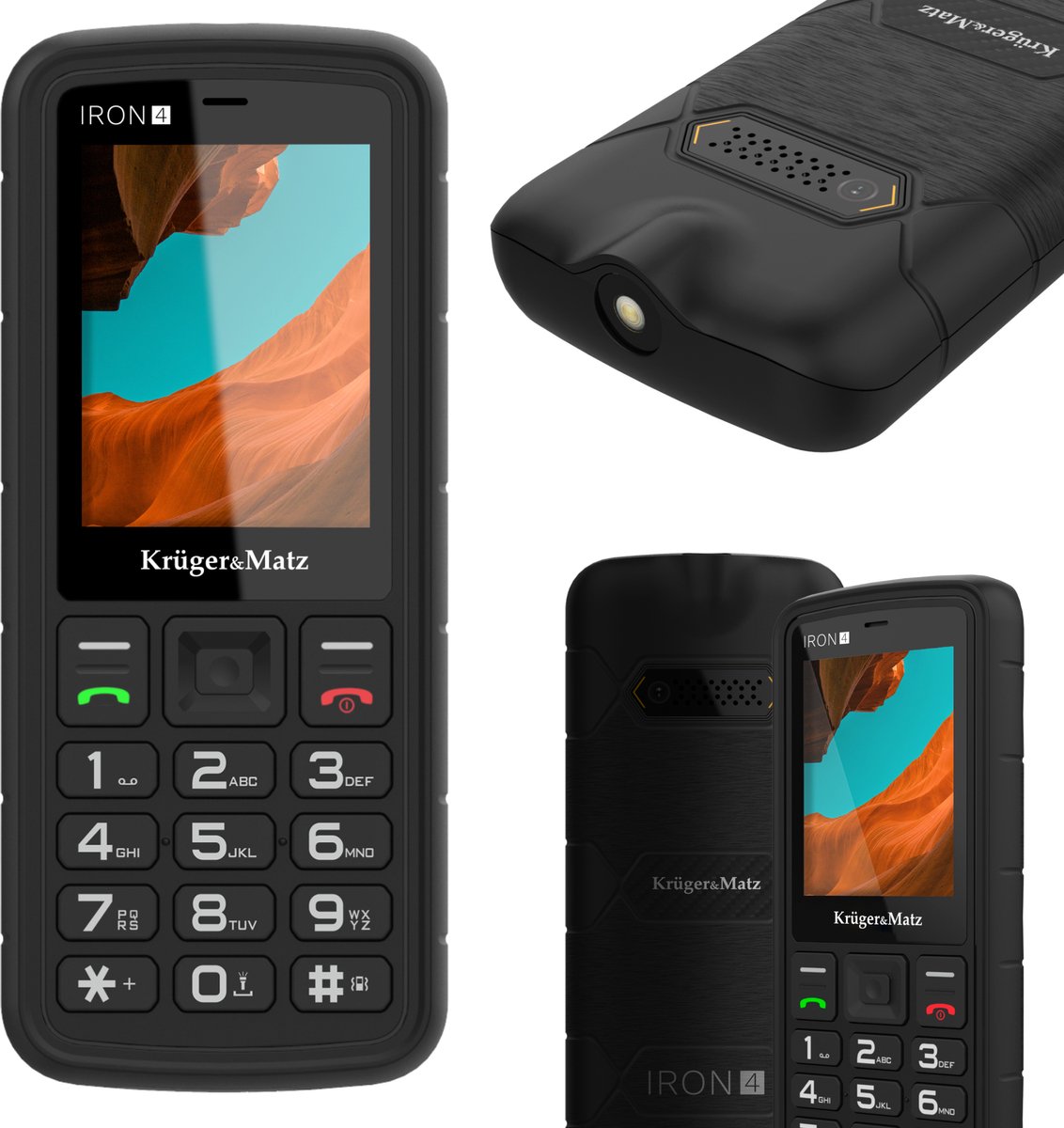 Krüger&Matz IRON 4 dual sim telefoon met IP68/IP69K-bescherming