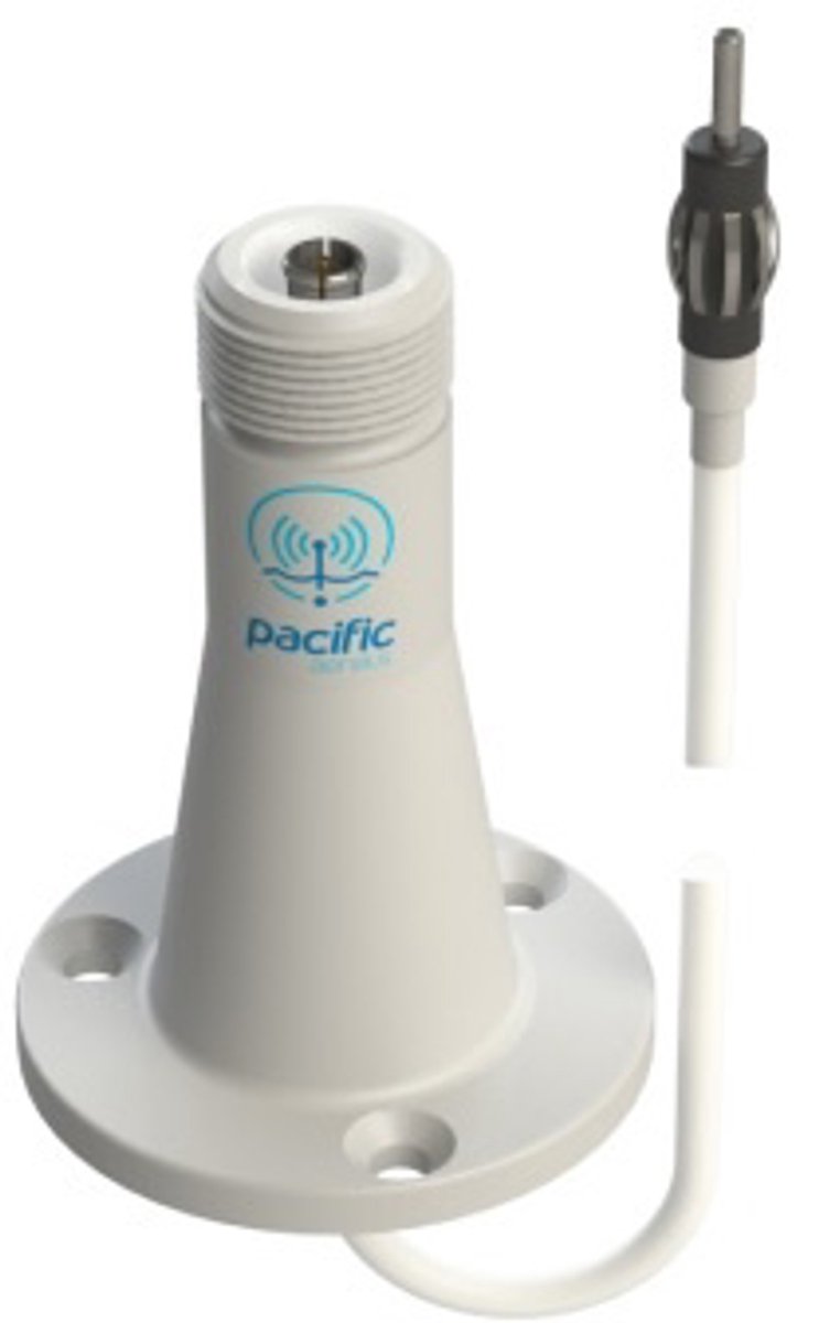 Pacific Aerials SeaMaster fm-antenne met deksteun voor op de boot