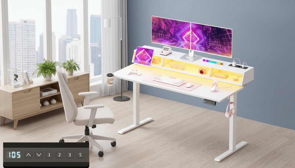 Casa Velluto TitanRGB elektrisch verstelbaar gaming bureau met RGB-verlichting