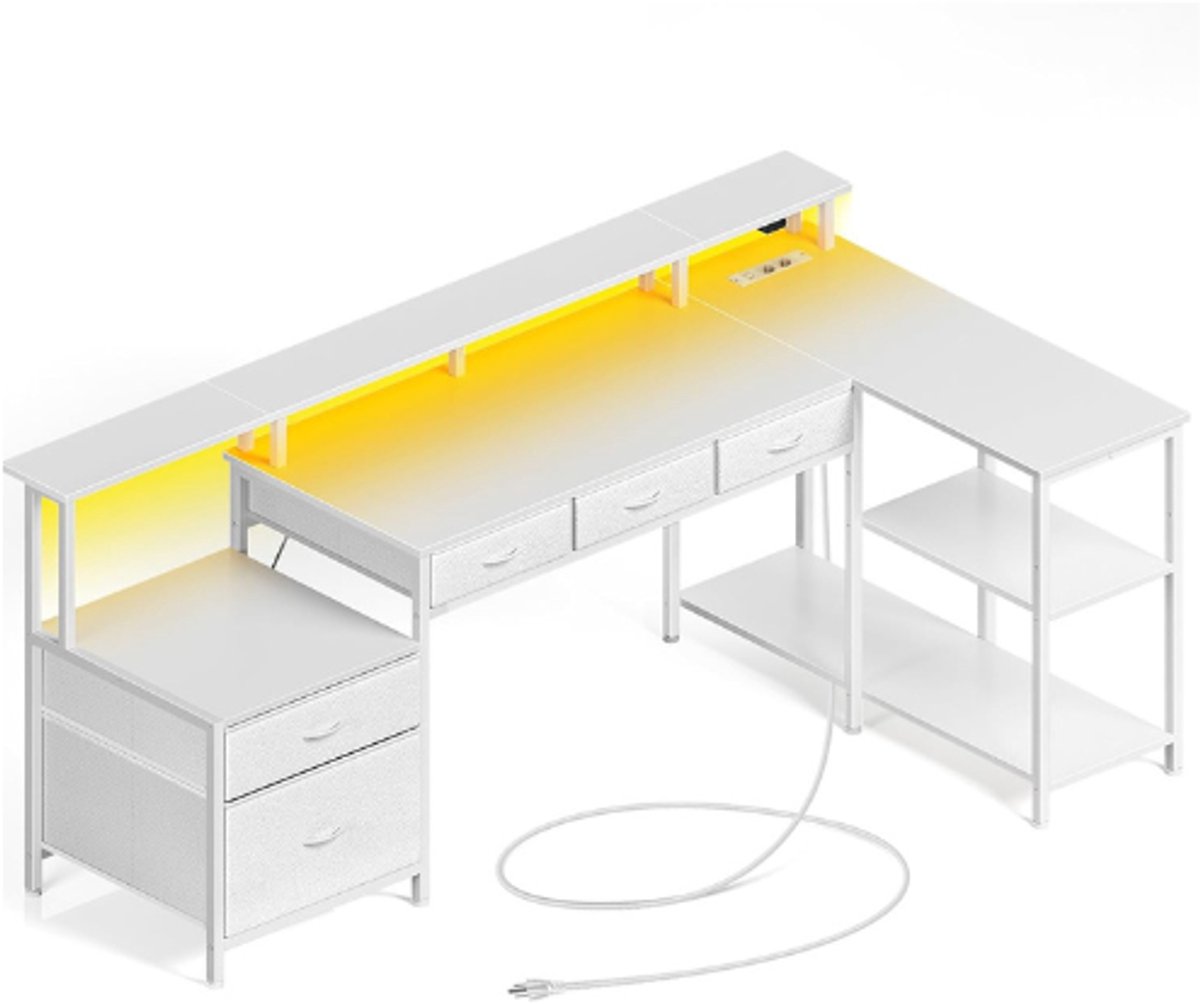 Rolanstar L vorm gaming bureau met LED-verlichting en laden