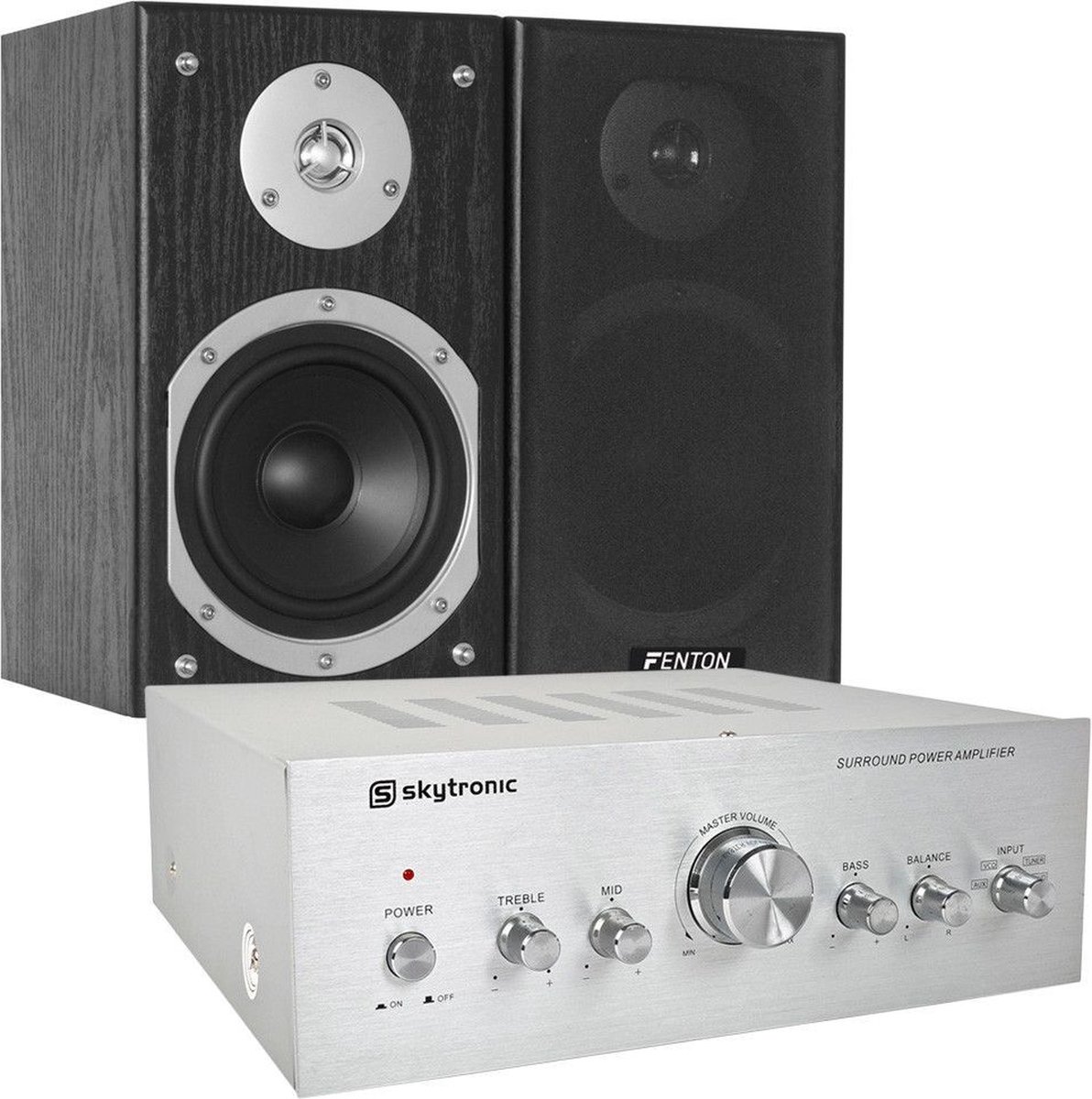 SkyTec hifi set met versterker, twee speakers en kabels