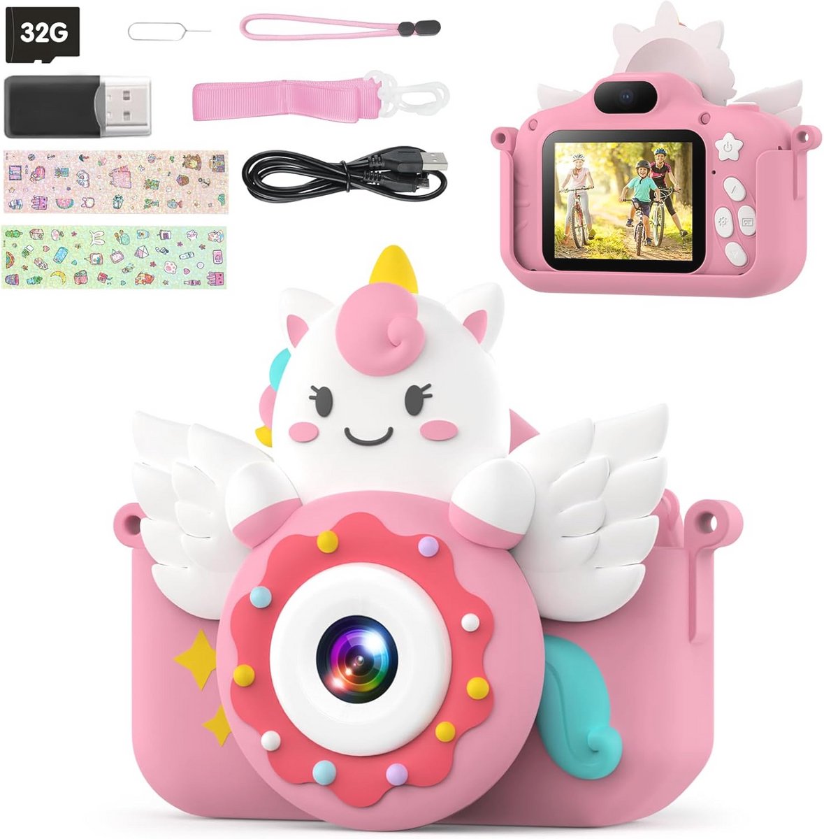 Digitale kindercamera met 1080p en 32gb geheugenkaart voor kinderen