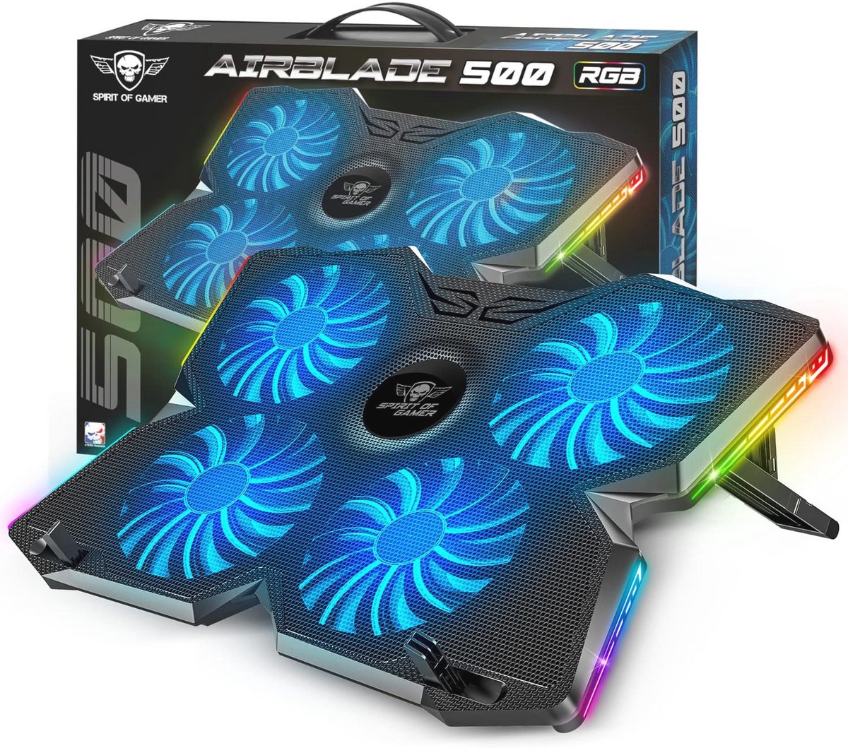 Laptopkoeler tot 17 inch met 4 ventilatoren en RGB-verlichting