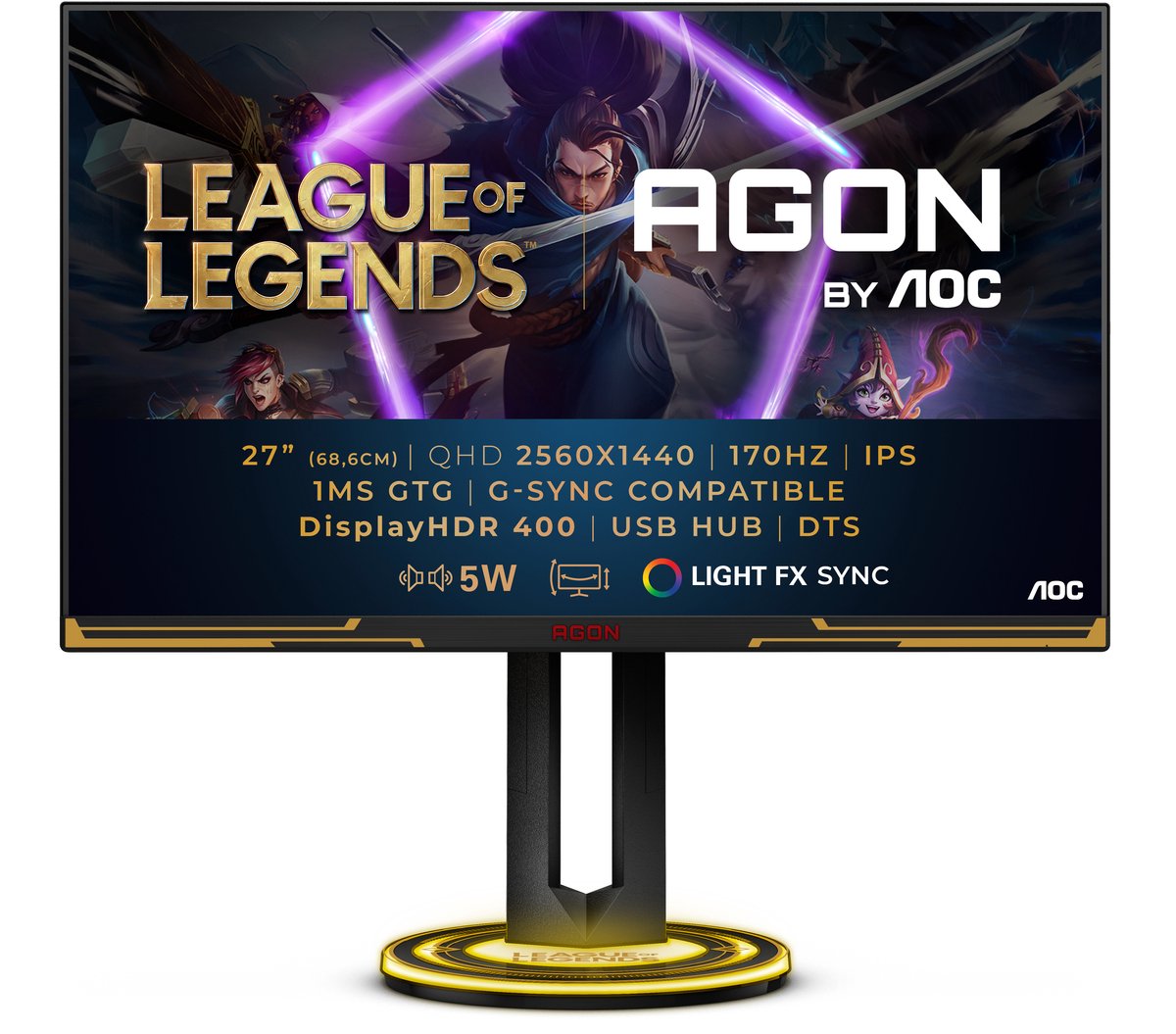 AOC AG275QXL 27 inch QHD monitor in zwart-goud
