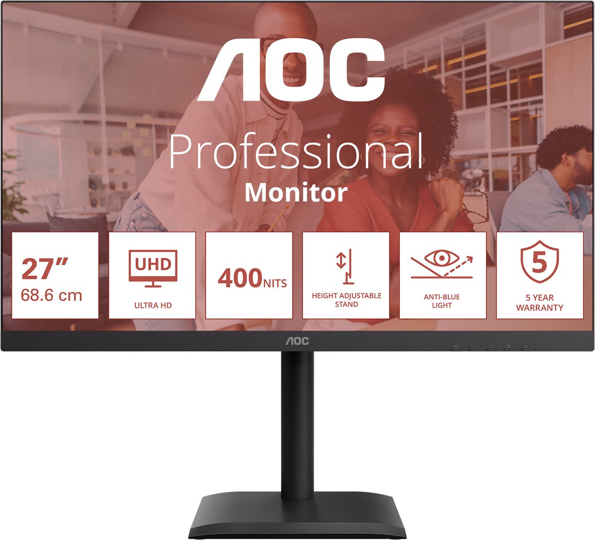 AOC U27E4CV 27 inch 4K UHD monitor met USB-C-hub