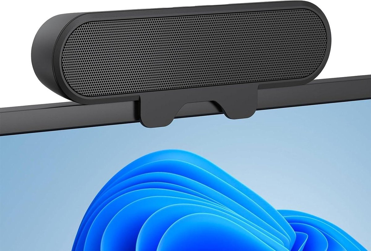 Compacte clip-on pc speakers voor aan de monitor, in zwart