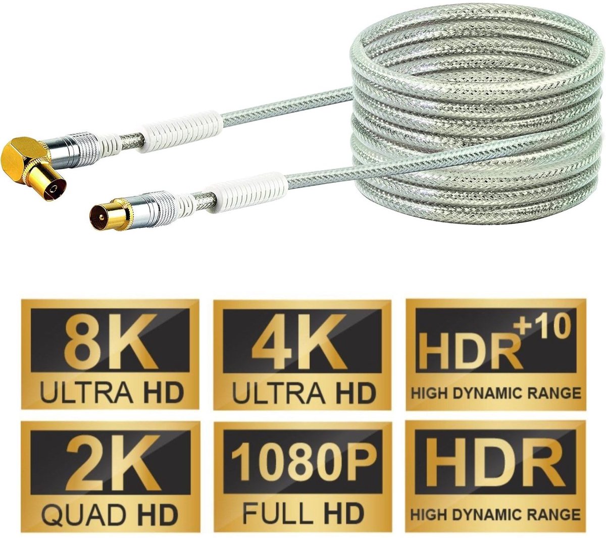 Schwaiger 10 meter coaxkabel met haakse IEC-connector