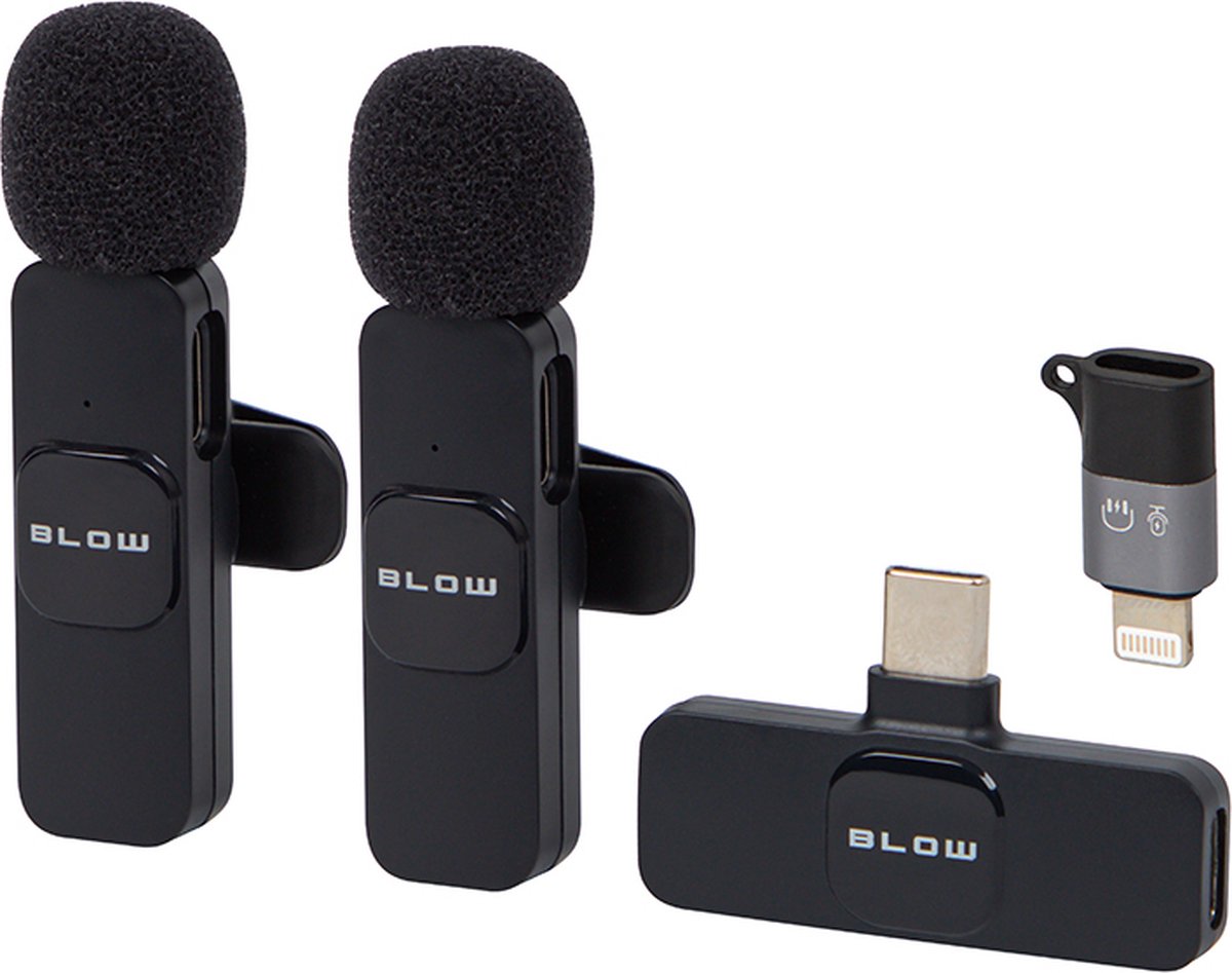 ABC-Led draadloze duo-microfoons met USB-C ontvanger
