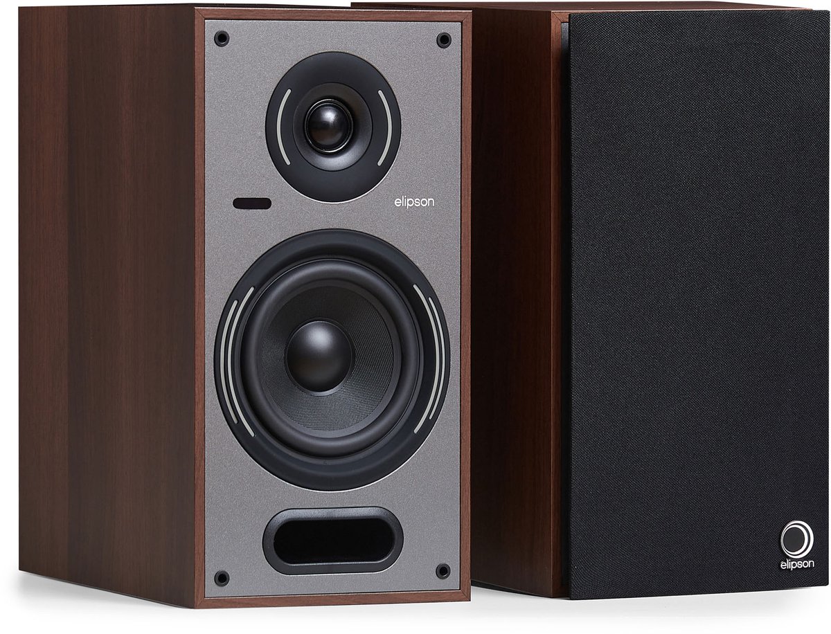 Elipson Horus 6B BT Phono actieve boekenplankluidsprekers in walnoot