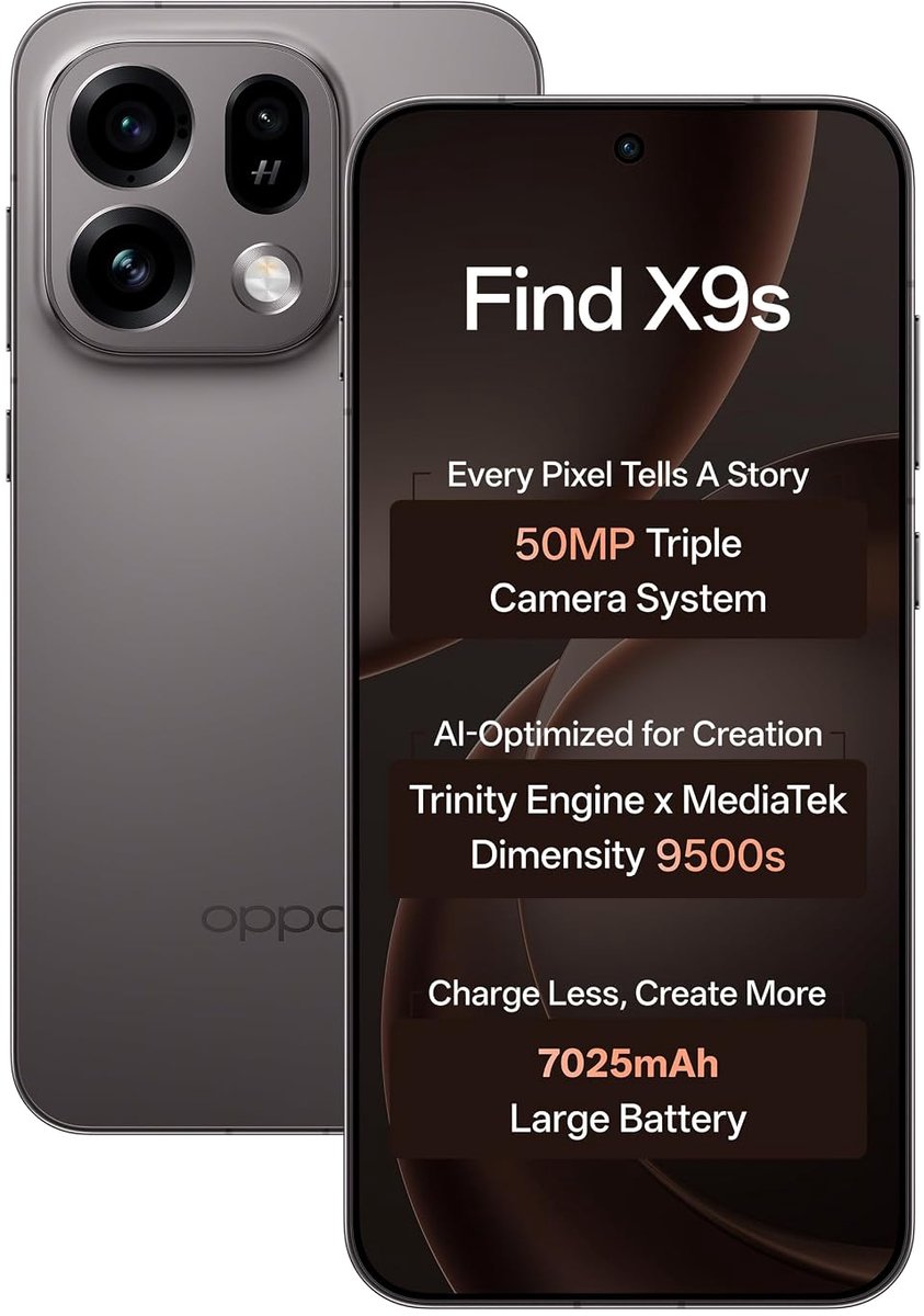 OPPO Find X9S smartphone in de kleur Midnight Grey