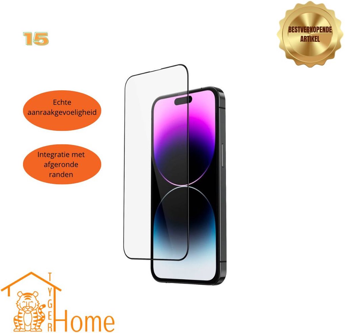 Screenprotector voor iPhone 15 Pro Max met volledige dekking