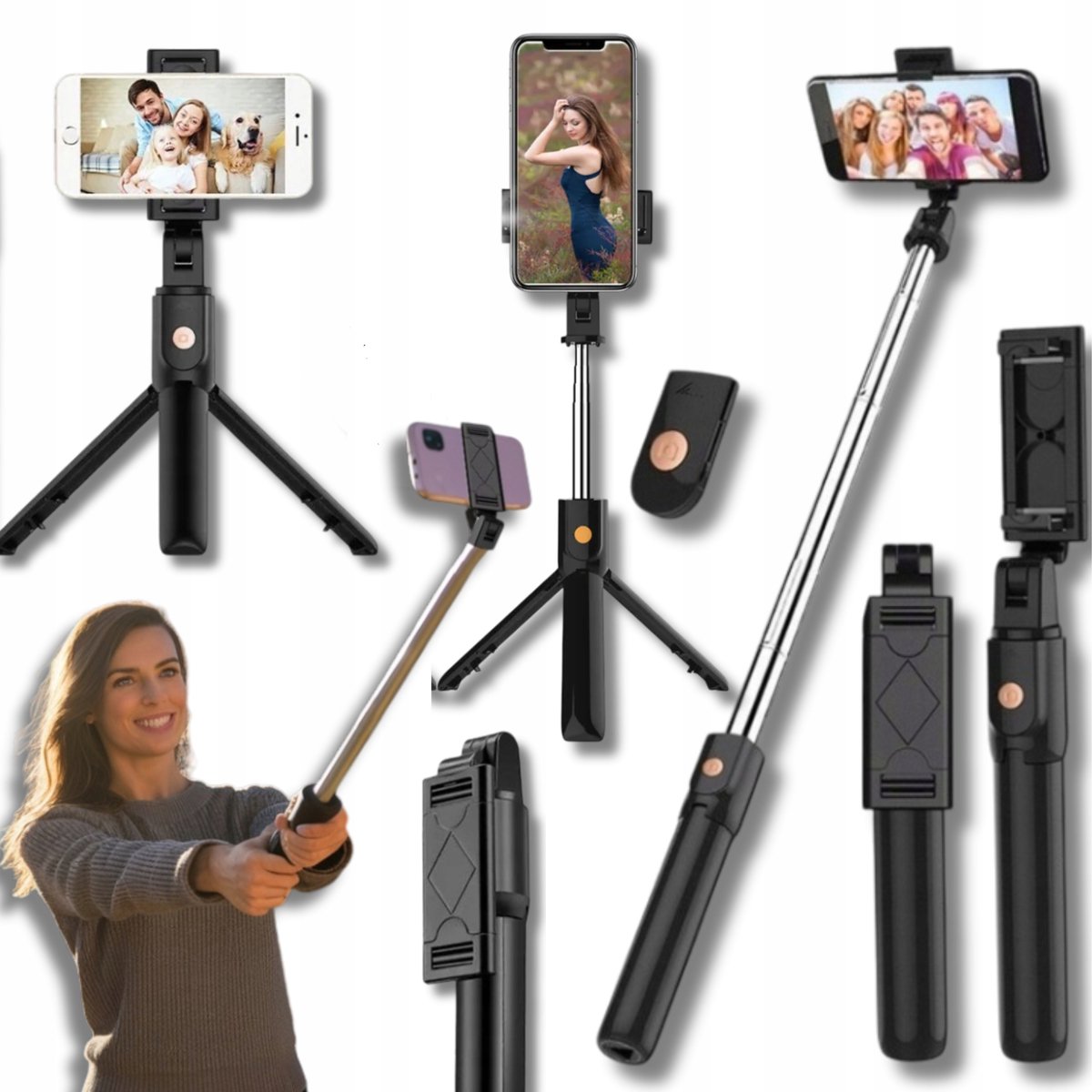 Allegro selfie stick statief met bluetooth afstandsbediening, 70 centimeter