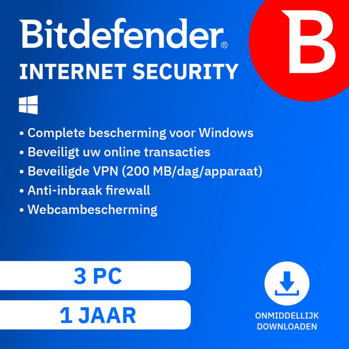 Bitdefender Internet Security voor 3 apparaten, 1 jaar