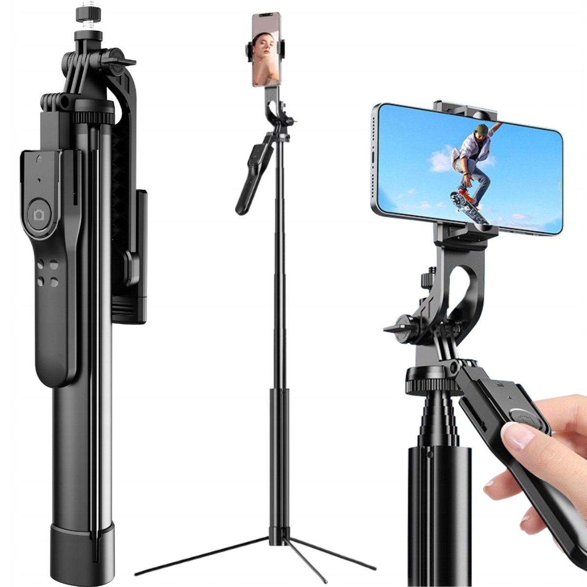 VERK GROUP selfie stick statief met bluetooth afstandsbediening, 178 centimeter