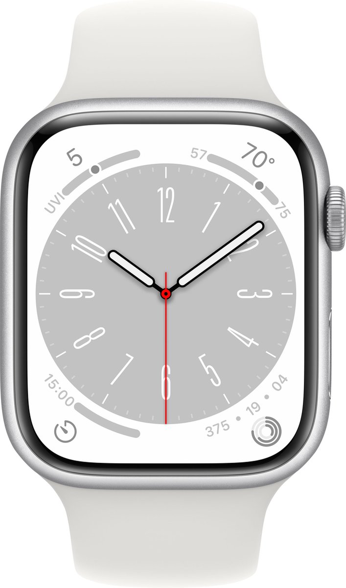 Apple Watch Series 8 45mm in zilver aluminium