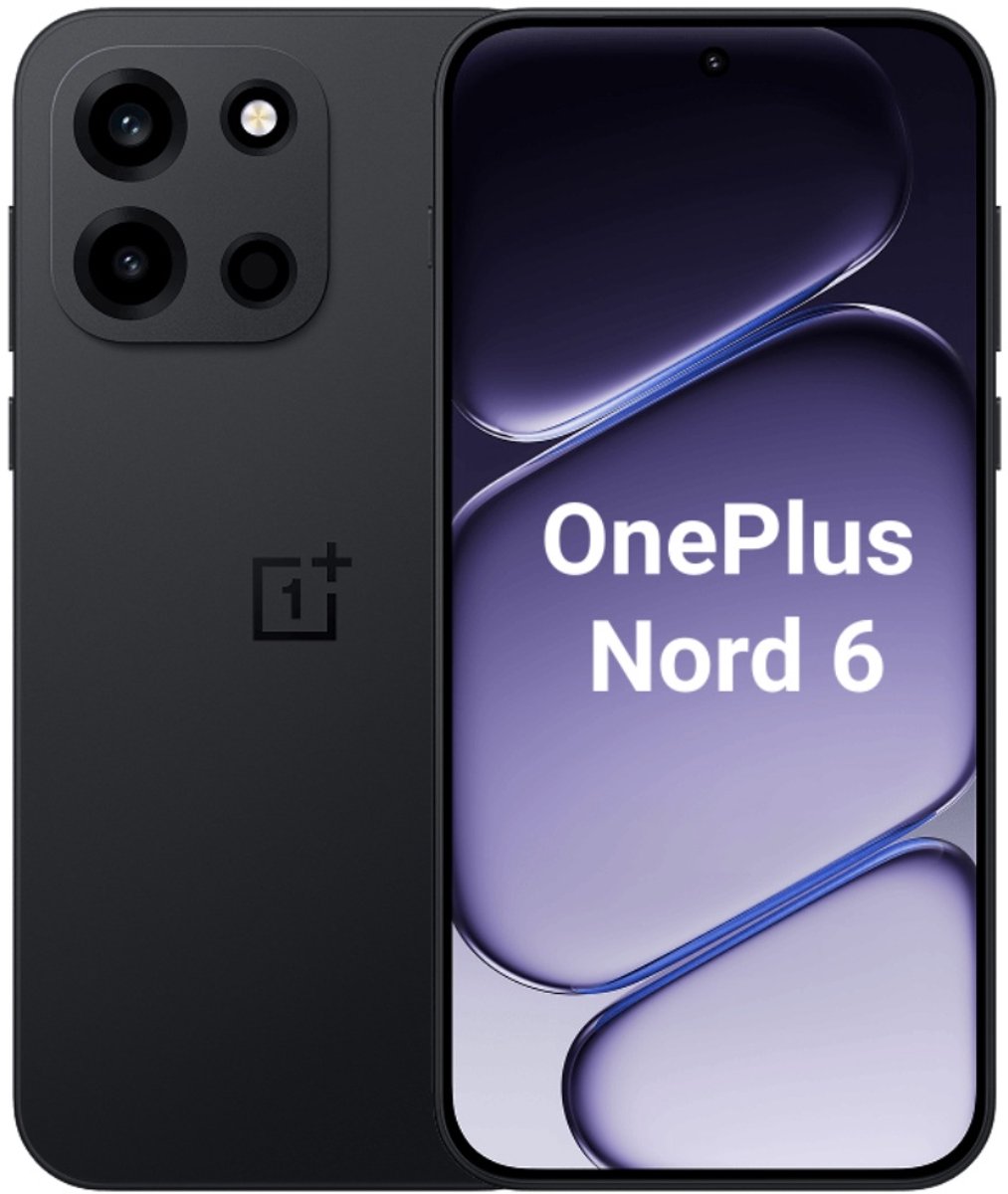 OnePlus Nord 6 5G smartphone in de kleur Obsidian Black