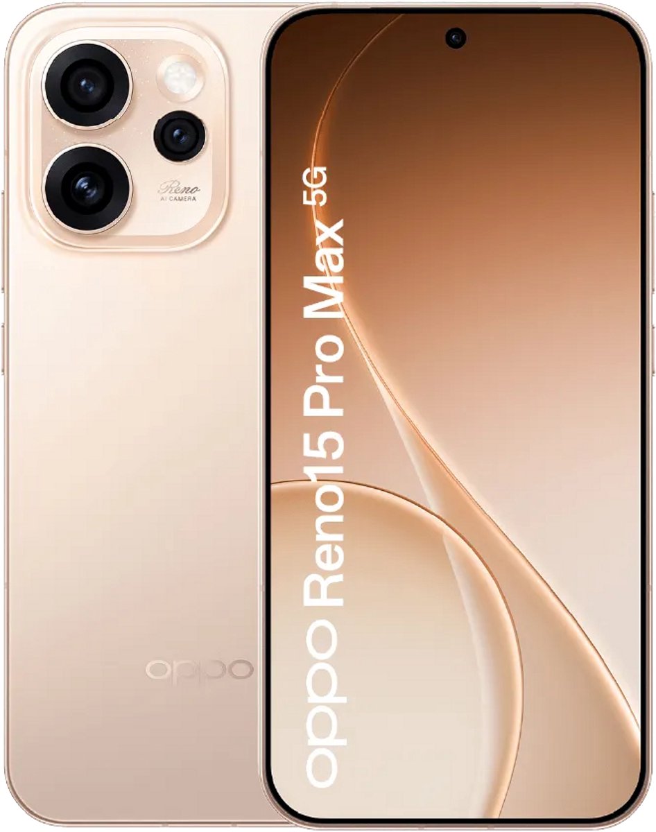 OPPO Reno15 Pro Max smartphone in de kleur Goud