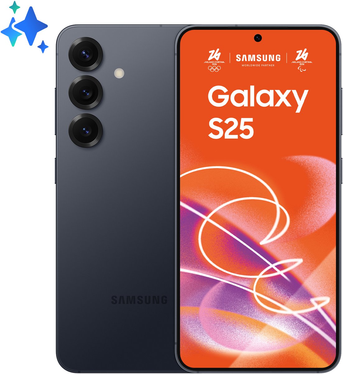 Samsung Galaxy S25 smartphone in de kleur Blueblack