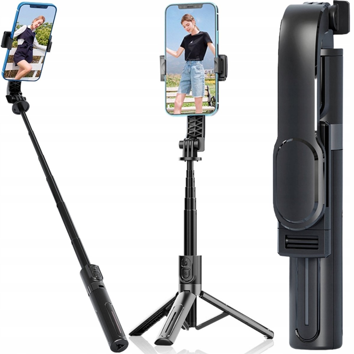 PINGYANG RONGRONG selfie stick statief met bluetooth afstandsbediening, 90 centimeter