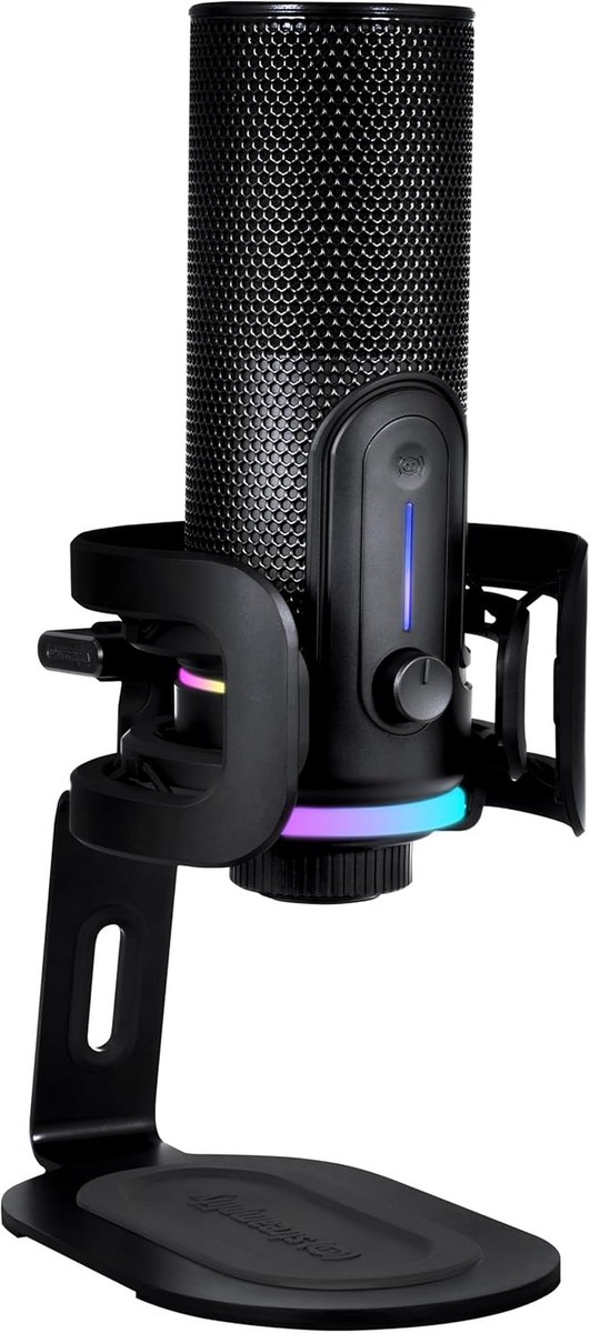 USB-microfoon voor gaming en streaming met RGB-verlichting in zwart