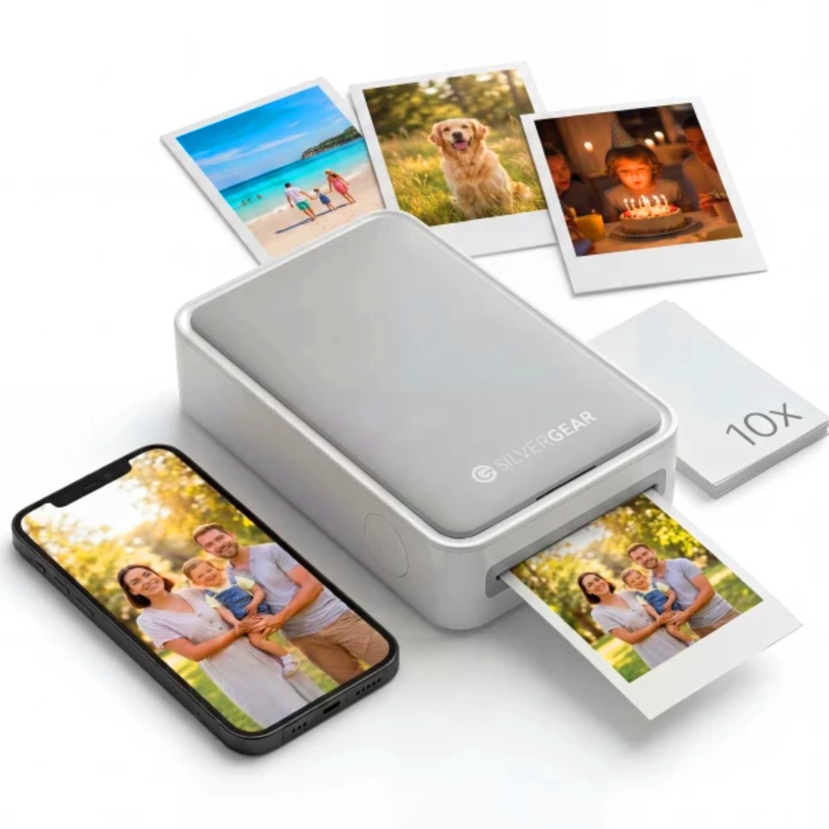 Silvergear mobiele fotoprinter met bijgeleverd fotopapier