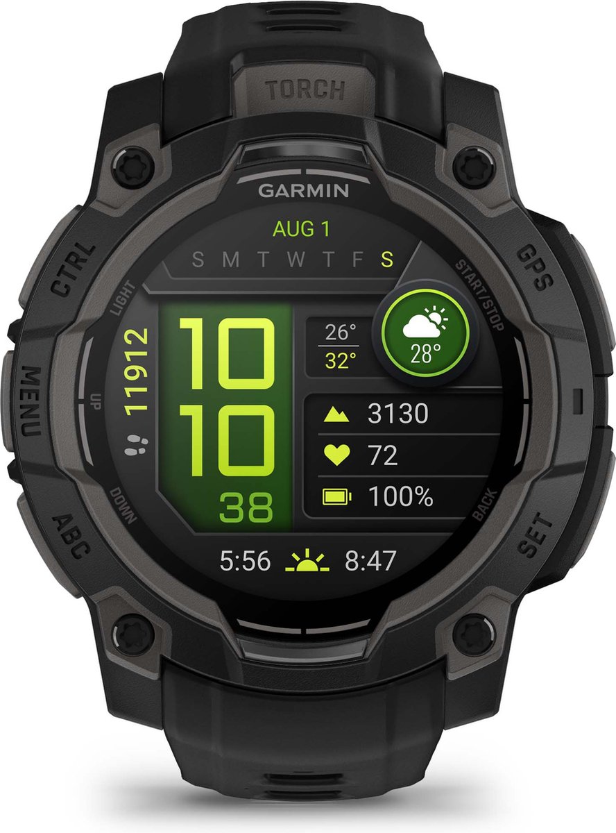 Garmin Instinct 3 45mm AMOLED smartwatch in zwart met charcoal