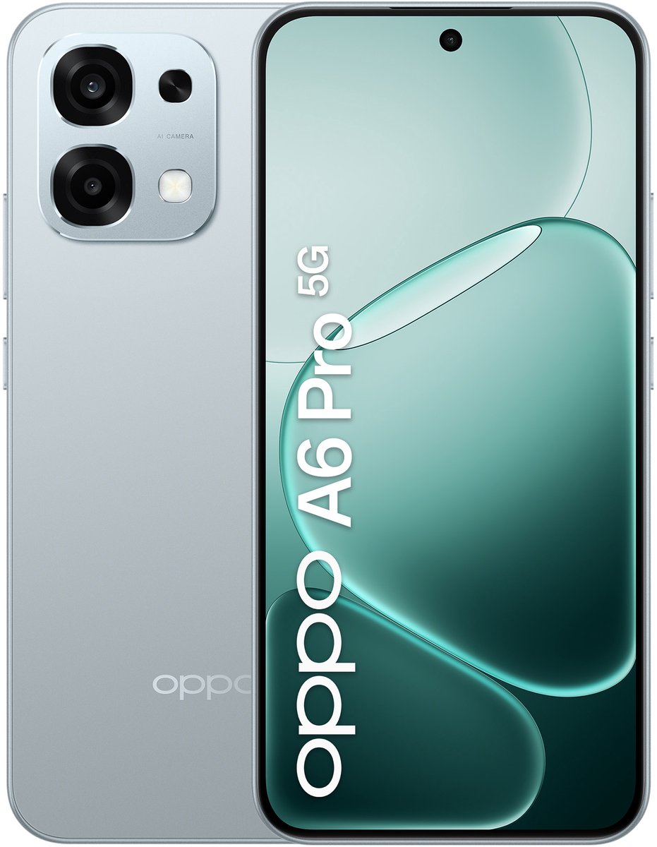 OPPO A6 Pro smartphone in de kleur Zilver