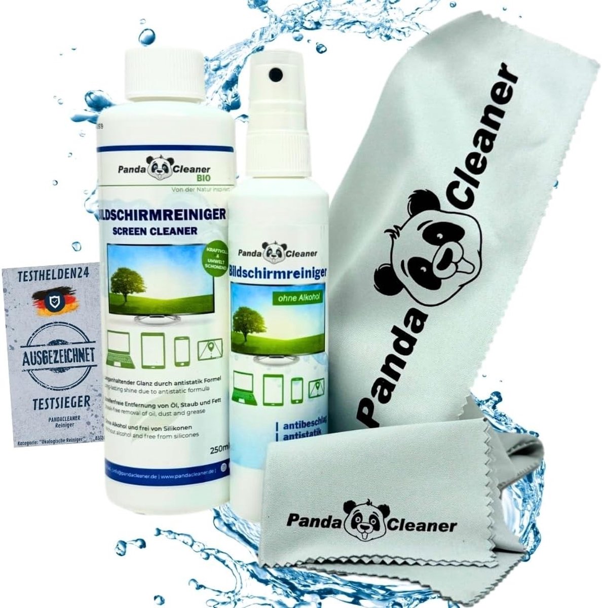 Schermreiniger van 350 ml met spuitfles en navulfles voor alle schermen en displays