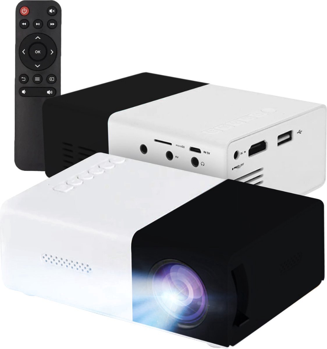 Kaptan Tech Mini Beamer, draagbare projector in het zwart