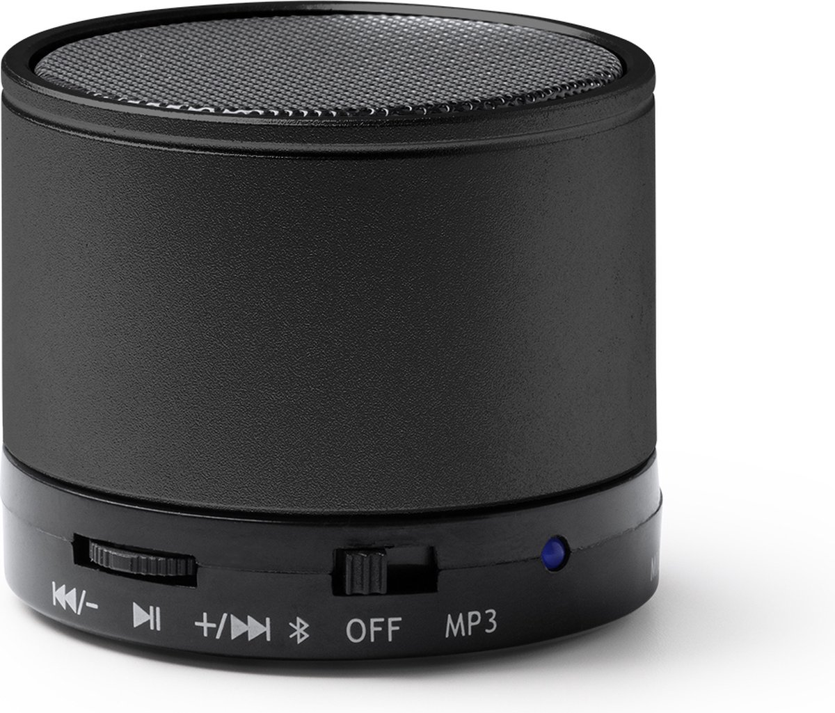 CORUS 1062 zwarte ronde draadloze speaker met bedieningsknoppen