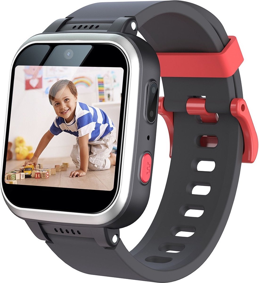 Lazy Cat kindersmartwatch in het zwart met camera en games
