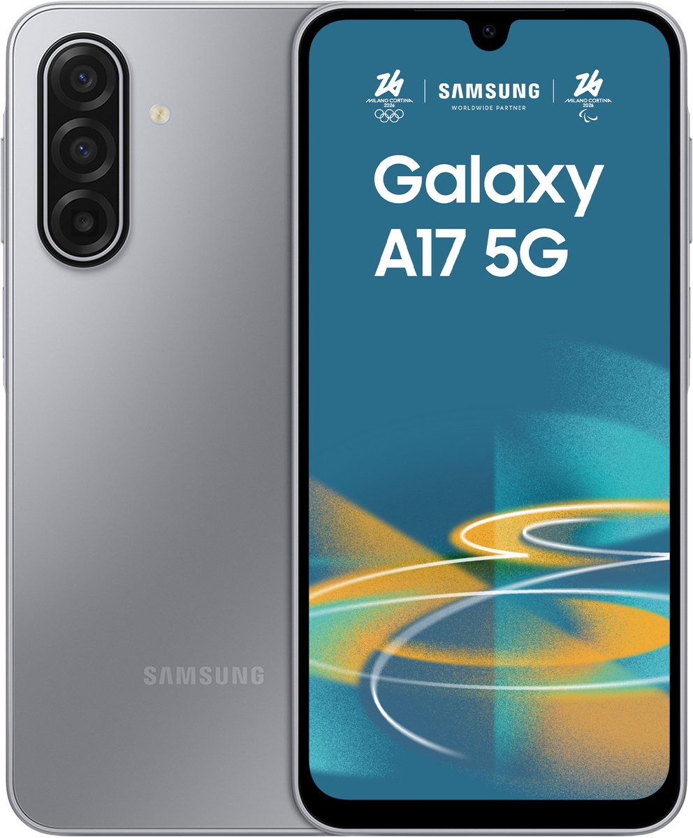 Samsung Galaxy A17 smartphone in de kleur grijs