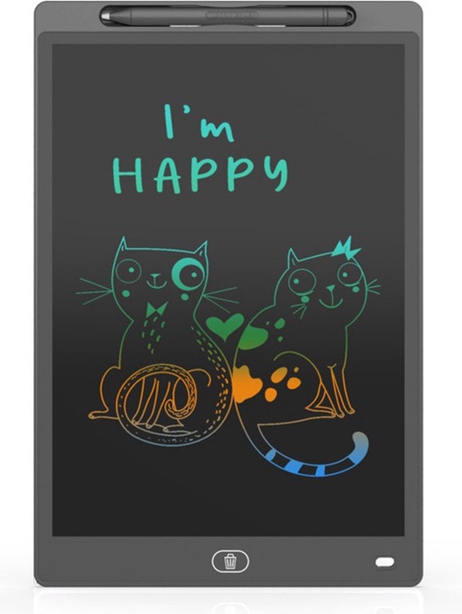 Lazy Cat LCD schrijfbord voor kinderen, 10 inch, zwart