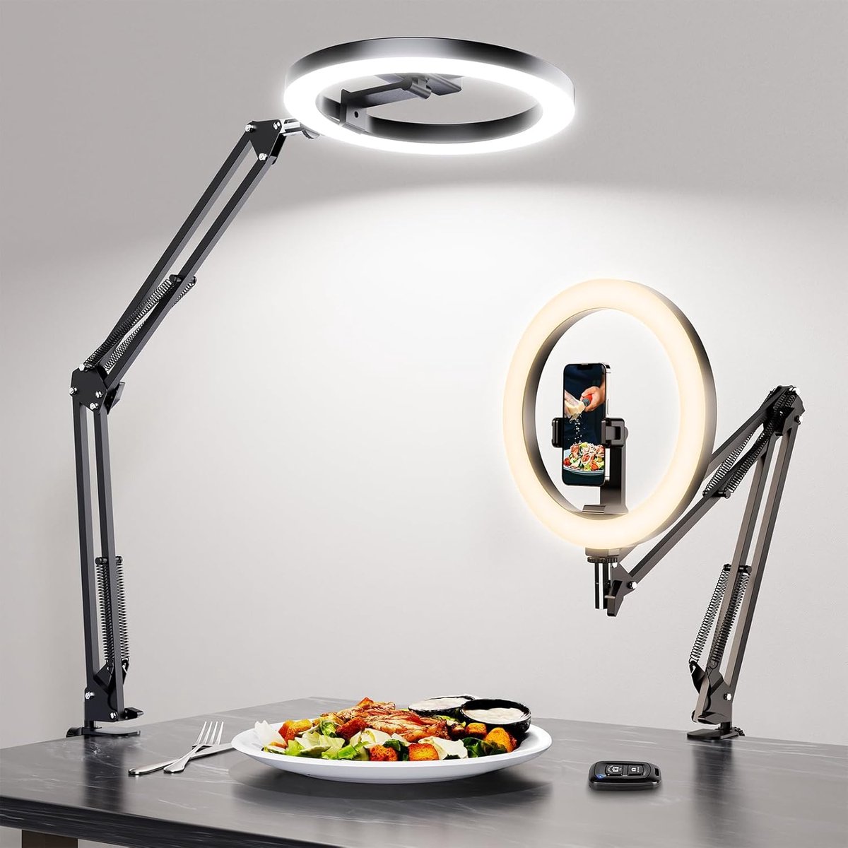 Flexibele ringlamp van 10 inch met statief en verstelbare arm