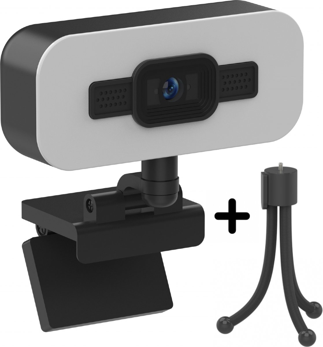 Rolio webcam voor pc met ringlamp, tripod en microfoon