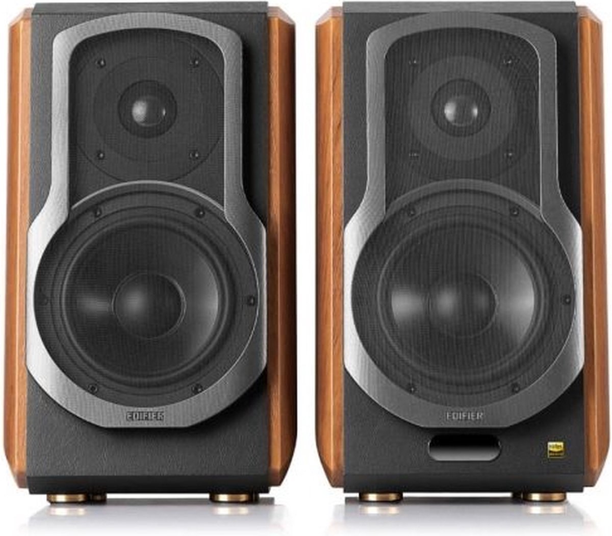 Edifier S1000W actieve wifi boekenplankspeakers in walnoot, per paar