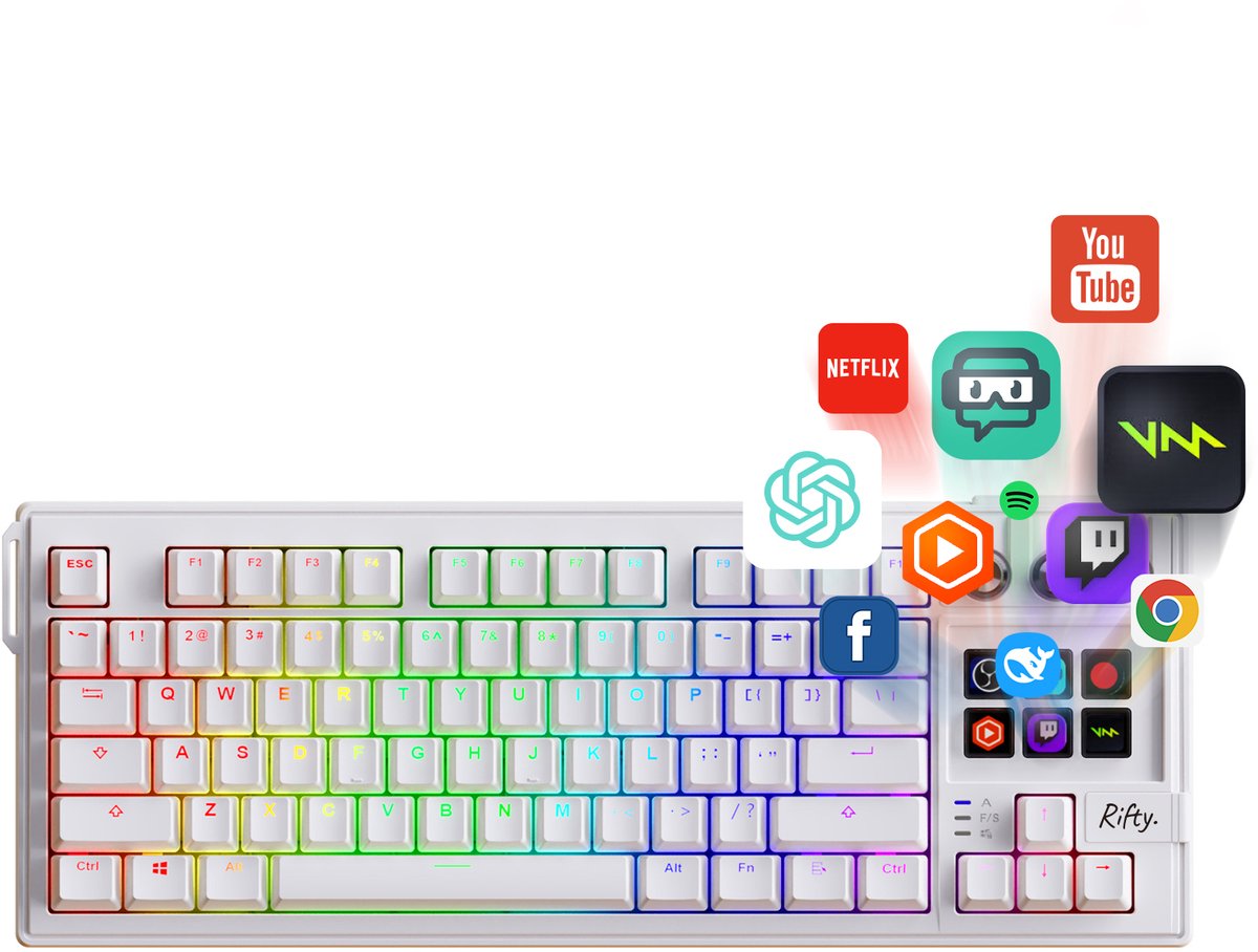Rifty K1 Pro mechanisch toetsenbord met ingebouwde streamdeck