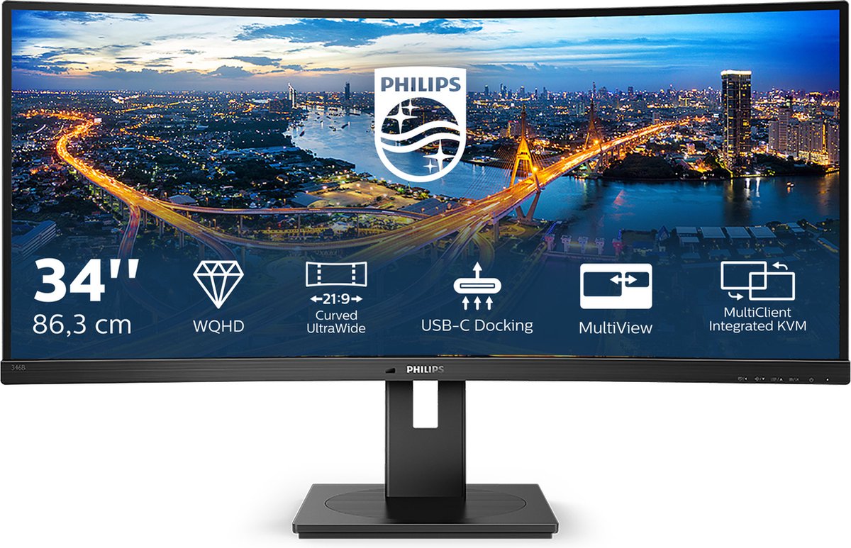 Philips 346B1C ultrawide monitor met KVM-switch